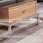 RB-1503 black stoving varnish rectangular wooden drawer tempered glass coffee table with stainless steel chinese tea table