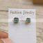 EA3235 Fashion Green Natural Agate Druzy Hexagonal Stud Earrings Quality Choice