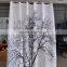 Wholesale Price 180x180cm Waterproof Black Scenery Tree Design White Fabric Bathroom Shower Curtain Liner Hooks Polyester