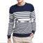 Wholesale custom cheap o-neck man knitted striped sweater
