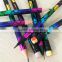 Standard size round shape soft wood heat rolling rainbow laser HB pencil sharpened with rainbow eraser