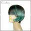 ombre green full lace wigs human hair wholesale two tone lace front short bob wigs with bangs