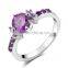 New Coming Elegant Amythest White Gold Ring Round Stone Prong Setting Finger Ring For Women