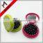 Plastic round travel hair brush mirror for kids