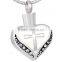 SRP8098 Alibaba China Crystal Pendant Heart Shaped Cross Pendant 316L Stainless Steel Cremation Jewelry