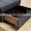 Modern design i shape storage box sofa bed / cheap sofa cum bed / metal frame sofa bed with futon
