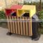 Roadside decorative wpc wood plastic composite trash cans / Cylinder Cedar Slats Outdoor Dustbin