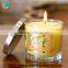 Clear glass filling scented wax
