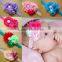 elastic with pearl fabric flower hair accessories for kids