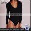 MGOO New Fashion Deep Plunge Bodysuit Black Custom Designs 95% Polyester 5% Spandex Plain Basic Fashion Item