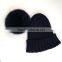 Myfur Navy Color Adult Wholesale Knit Hat with Dyed Fox Fur Ball