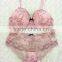 Pink sets sexy women transparent lace underwear bra and panty set