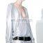 Custom Metallic Silver Surplice Dress with Batwing Long Sleeves