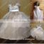 HF2154 Soft cap sleeve white organza gathered high waist fold sash A-line loor length cut beautiful scoop neck flower girl dress