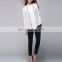 Fashion career design round neck long sleeves white crepe fabric tendy fashion shirt tops