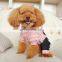 Cute pet dog cat suspenders trousers jeans pink and white stripe