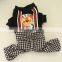 Pet Clothing Suspender brushed Houndstooth Plaid Trousers Set lion Printing For Pets