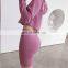 2020 new arrival custom logo sport wear long sleeve crop tops and biker shorts sets