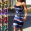 LAITE D2077 plus size women fashion tie dye dresses ladies o-neck tie dye dresses women summer casual dresses