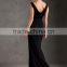 Hot Sale Scoop Sleeveless Shealth Style with Ruffles Floor Length with Sash Deep Punge Neckline Evening Dress