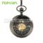 Skeleton Mechanical Hand Wind Pocket Watch Chain Antique Look Black Dial Value Quality LPW161