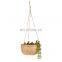 Collection Of Rustic Woven Water Hyacinth Hanging Planter with Lining Seagrass Straw Cover for Flower Pot