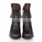 Italian women casual shoes boots brown and black women side zipper boots thick heel designer ankle boots