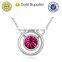 nickel plating blue crystal round shape necklace