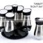 TW947T2 6pcs glass spice jar set with stainless steel casing and plastic stand