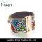 Ethnic China style woven acrylic rhinestone leather ribbon bracelet jewelry