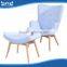 indoor french canvas chaise lounge chair with footrest