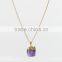 Big Irregular Agate 4 Colors Hard Stone 4 Gold Plated Long Pendant Necklace