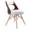 Modern Plywood Round Cushion Chairs with Wooden Legs