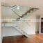 Doube Stringer, Glass Stair Railing, Metal Wood Stairway