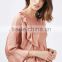 Fast fashion brand supplier Self Fabric Frill Elegant lady's Latest Tops Designs Girls Custom