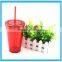 Wholesale Plastic Colorful Double Wall Straw Mug