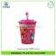350ml PP Promotional Plastic Beverage Drinking Cup with Straw