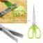 7.5"Professional Stainless Steel 5 Blades Kitchen Herb Scissors With Comb