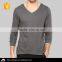 Fashion custom cotton v neck long sleeve t shirt