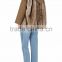 Customized Lady Apparel Long Sleeves Khaki Twill Faux Fur Crop Parka(DQM034C)