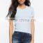 OEM service women cheap ribbed knit plain slim fit t shirt