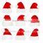 red color happy design funny kids christmas hats with white ball
