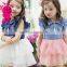 2015 Summer fashion children lace jeans cowboy dress tutu lace puffy dress for kids
