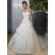 High quality organza lace material appliqued beaded A-line bridal wedding gown custom made