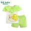 2015 100%Cotton Character Summer Baby Sets Green Yellow 2pcs Newborn Set Shirt+Shorts Baby Boy Girl Clothes Suits For0-18M Babies