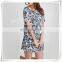 Printed Bamboo Rayon Pajama Shirt Short Sleeves Waist-controlled Crew Neck