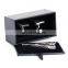 Cardboard black packaging gift box with lid for cufflinks and tie clip set