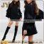 Shift Dress with Tiered Frill Sleeves Crew Neck Black Long Sleeve Mini Dress China Dongguan Supplier