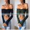 Wholesale Women Off Shoulder Long Sleeve Sexy Blouse Crop Top