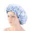 Womens Solid Satin Bonnet Elastic Band Turban Shower Cap For Hotel Silicone Shower Cap Baby Night Sleep Hat Hair Loss